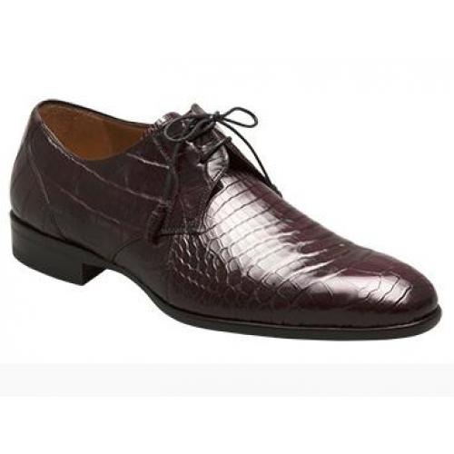 Mezlan "Gastone" Burgundy Genuine All-Over Alligator Shoes With Matched Tassels